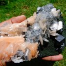SUPERB APOPHYLLITE WITH STILBITE ON GREEN MATRIX E2#33