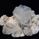 SHINY APOPHYLLITE CRYSTAL ON WHITE CHALCEDONY !! E1#46