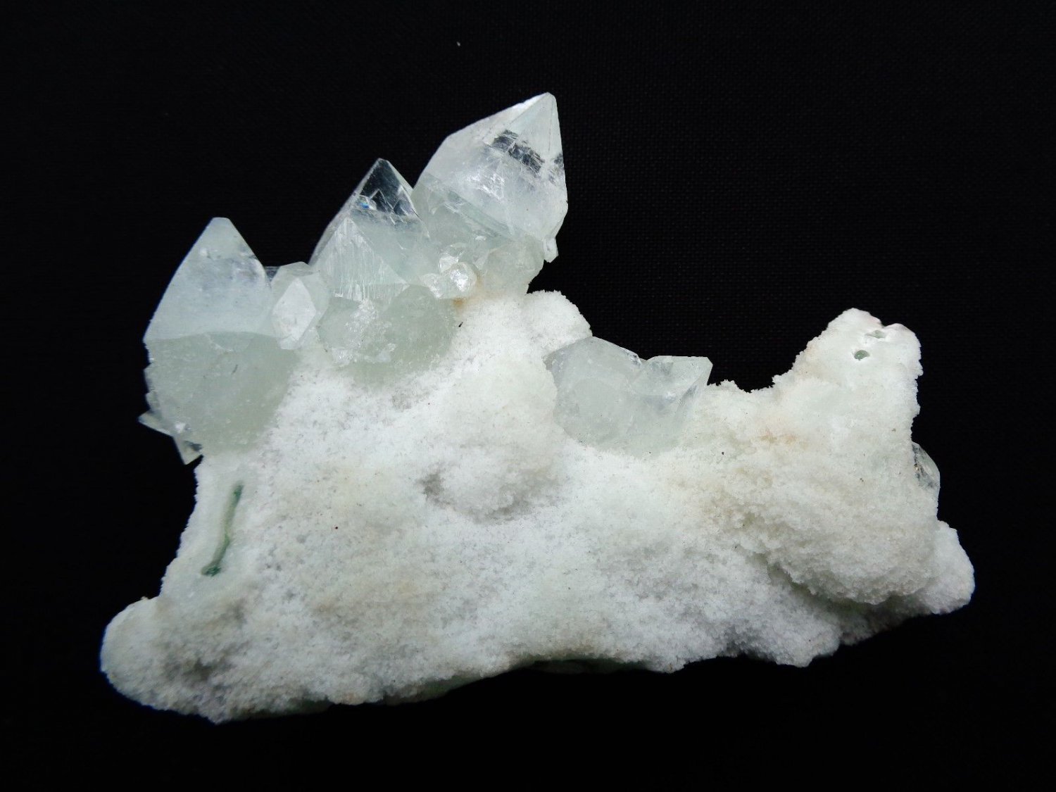 APOPHYLLITE POINTED CRYSTAL BUNCH ON WHITE STALACTITE  MATRIX  # R-5