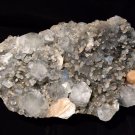 SHINY APOPHYLLITE CRYSTAL WITH STILBITE ON CHALCEDONY SPECIMEN S#5-5