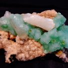 DARK GREEN APOPHYLLITE CRYSTAL WITH STILBITE AND CALCITE SMALL CRYSTAL  !!!S-4
