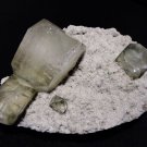 AWESOME LIGHT GREEN SLIM APOPHYLLITE CRYSTAL ON WHITE CHALCEDONY  !! E-6-04