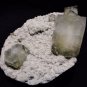 AWESOME LIGHT GREEN SLIM APOPHYLLITE CRYSTAL ON WHITE CHALCEDONY  !! E-6-04