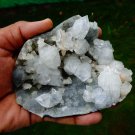 APOPHYLLITE CRYSTAL BUNCH WITH STILBITE BLADE ON CHALCEDONY  !! L-5