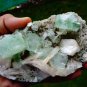 APOPHYLLITE GREEN CRYSTAL WITH STILBITE BLADE ON HEULANDITE !! B-3