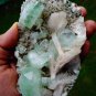 APOPHYLLITE GREEN CRYSTAL WITH STILBITE BLADE ON HEULANDITE !! B-3