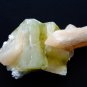 APOPHYLLITE GREEN SLIM CRYSTAL WITH STILBIT BLADE ON WHITE MATRIX # R-5