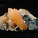 ORANGE STILBITE WITH APOPHYLLITE CRYSTAL BUNCH ON CHALCEDONY !! E-1-#13