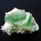 APOPHYLLITE GREEN CRYSTAL WITH STILBITE ON MATRIX  # R-5