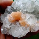 APOPHYLLITE CRYSTAL BUNCH WITH STILBITE BLADE ON MATRIX !! B-3