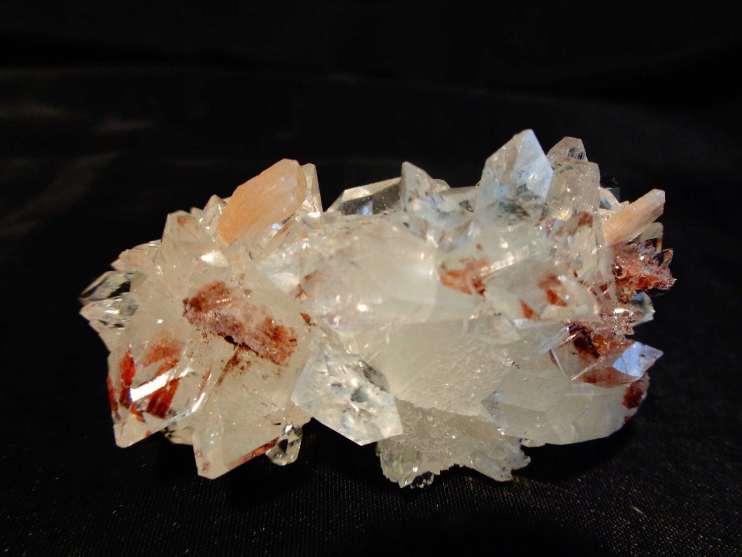POINTED APOPHYLLITE CRYSTAL BUNCH WITH STILBITE  !! E-1-#15