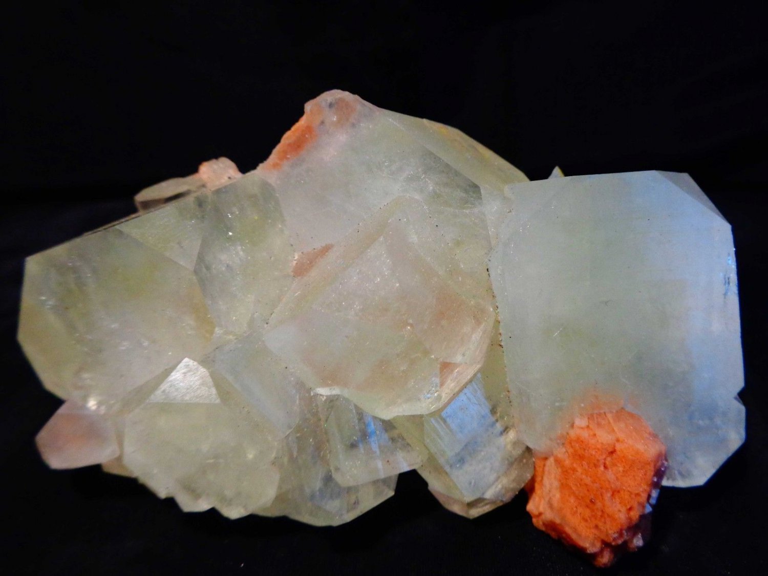 APOPHYLLITE CRYSTAL BUNCH WITH RED STILBITE  !! E1#38