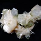 GREEN SHINY APOPHYLLITE CRYSTAL BUNCH WITH STILBITE E-#4-15