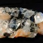 APOPHYLLITE CRYSTAL WITH ORANGE STILBITE ON BLACK CHALCEDONY !! E-1-#14