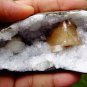 CALCITE WITH STILBITE BLADE ON AMETHYST B# -6