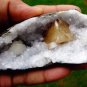 CALCITE WITH STILBITE BLADE ON AMETHYST B# -6