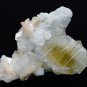 APOPHYLLITE LIGHT GREEN CRYSTAL BUNCH WITH STILBITE BLADE ON WHITE MATRIX # R-5