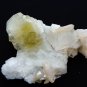 APOPHYLLITE LIGHT GREEN CRYSTAL BUNCH WITH STILBITE BLADE ON WHITE MATRIX # R-5