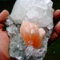 APOPHYLLITE CRYSTAL WITH STILBITE BLADEON CHALCEDONY !!! G-3