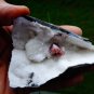 STILBITE WITH CALCITE ON CHALCEDONY MINERAL SPECIMEN # B-5
