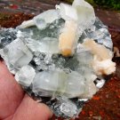APOPHYLLITE  STILBITE  ON BLACK CHALCEDONY MINERAL SPECIMEN #B-1