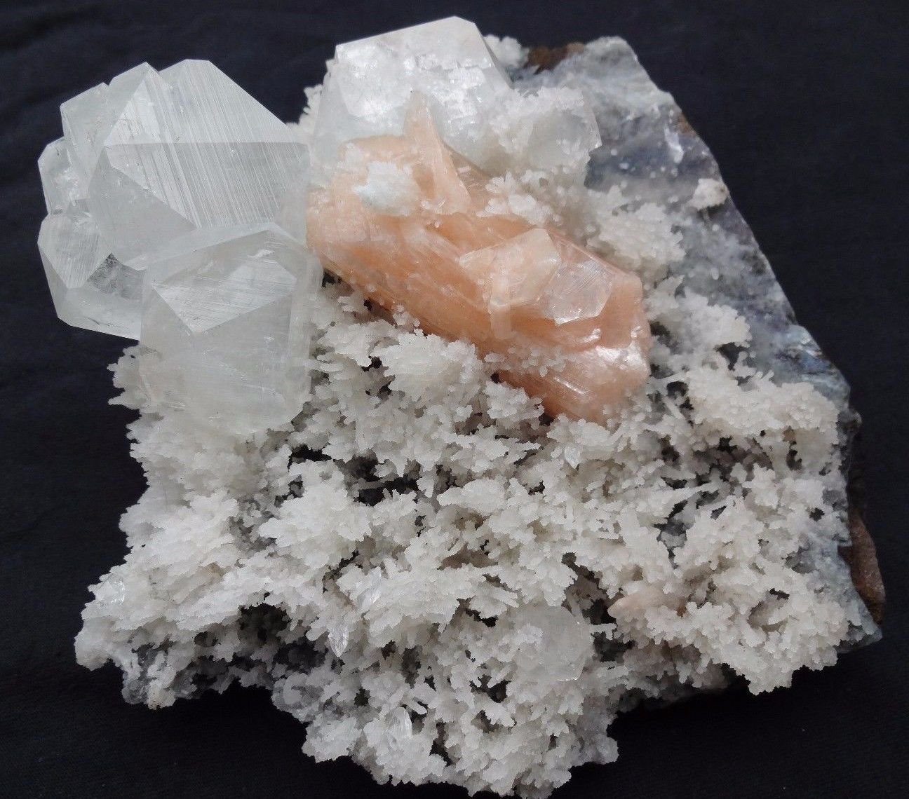 APOPHYLLITE STILBITE RED CHALCEDONY ON MINERALS SPECIMEN B# -2