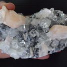 APOPHYLLITE POINTED CRYSTAL BUNCH WITH STILBTE BLADE ON CHALCEDONY MATRIX   B-2