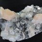 APOPHYLLITE POINTED CRYSTAL BUNCH WITH STILBTE BLADE ON CHALCEDONY MATRIX   B-2