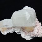 APOPHYLLITE WITH STILBITE ON PINK AND WHITE MINERAL MATRIX # G-4