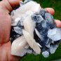 APOPHYLLITE WITH STILBITE BLADE ON CHALCEDONY MINERAL SPECIMEN  !!! G-1