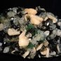 GREAT COMBINATION   STILBITE  APOPHYLLITE ON BLACK CHALCEDONY SPECIMEN T-5#46