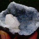 APOPHYLLITE WITH CALCITE ON AMETHYST MINERAL SPECIMEN # L-5