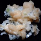 HUGE STILBITE BUNCH WITH SMALL APOPHYLLITE CRYSTAL ON WHITE CHALCEDONY E-#4-14
