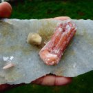 STILBITE RED BLADE ON CHALCEDONY  B# -6