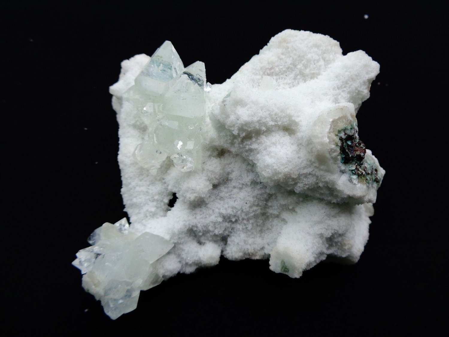 APOPHYLLITE POINTED ON WHITE MATRIX  # R-5