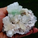 APOPHYLLITE LIGHT GREEN CRYSTAL WITH STILBITE BLADE ON MATRIX  !!!L-6