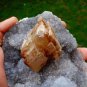 CALCITE POINTED ON AMETHYST MATRIX   !!! G-3