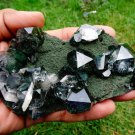 WATER CLEAR GLASSY APOPHYLLITE ON GREEN MATRIX E2-02