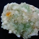 APOPHYLLITE GREEN CRYSTAL BUNCH WITH STILBITE BLADE CALCITE ON  MATRIX  # R-5