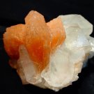 SLIM APOPHYLLITE CRYSTAL WITH ORANGE STILBITE BLADE  !!!S-4