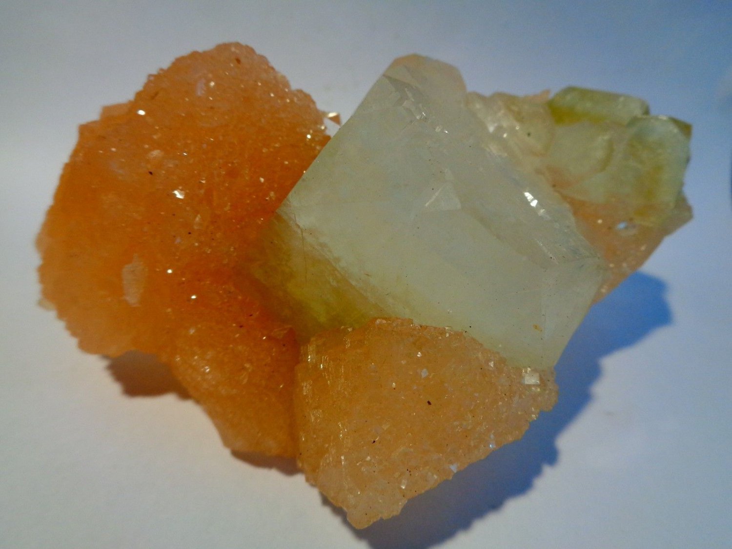 LIGHT GREEN APOPHYLLITE CRYSTAL WITH STILBITE MATRIX  E-#3-43