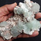 APOPHYLLITE GREEN CRYSTAL BUNCH ON HEULANDITE !! B-2