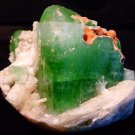 CLASSIC GREEN APOPHYLLITE CRYSTAL WITH STILBITE ON HEULANDITE E1#49