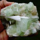 APOPHYLLITE GREEN CRYSTAL WITH STILBITE BLADE WITH SCOLECITE ON MATRIX  !! B-3