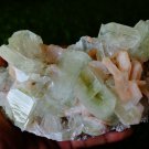 APOPHYLLITE GREEN SLIM WITH STILBITE MINERAL SPECIMEN #B-1