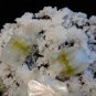 SHINY GREEN APOPHYLLITE CRYSTAL WITH STILBITE ON WHITE CHALCEDONY !! E1#42