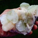 APOPHYLLITE WITH STILBITE ON WHITE MINERAL SPECIMEN # A-3
