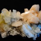 LIGHT GREEN APOPHYLLITE CRYSTAL WITH STILBITE ON WHITE CHALCEDONY  E-#4-01