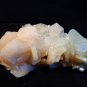 LIGHT GREEN APOPHYLLITE CRYSTAL WITH STILBITE ON WHITE CHALCEDONY E-#4-01