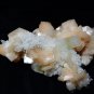 GREEN SHINY APOPHYLLITE CRYSTAL BUNCH WITH STILBITE ON WHITE CHALCEDONY E-#4-16